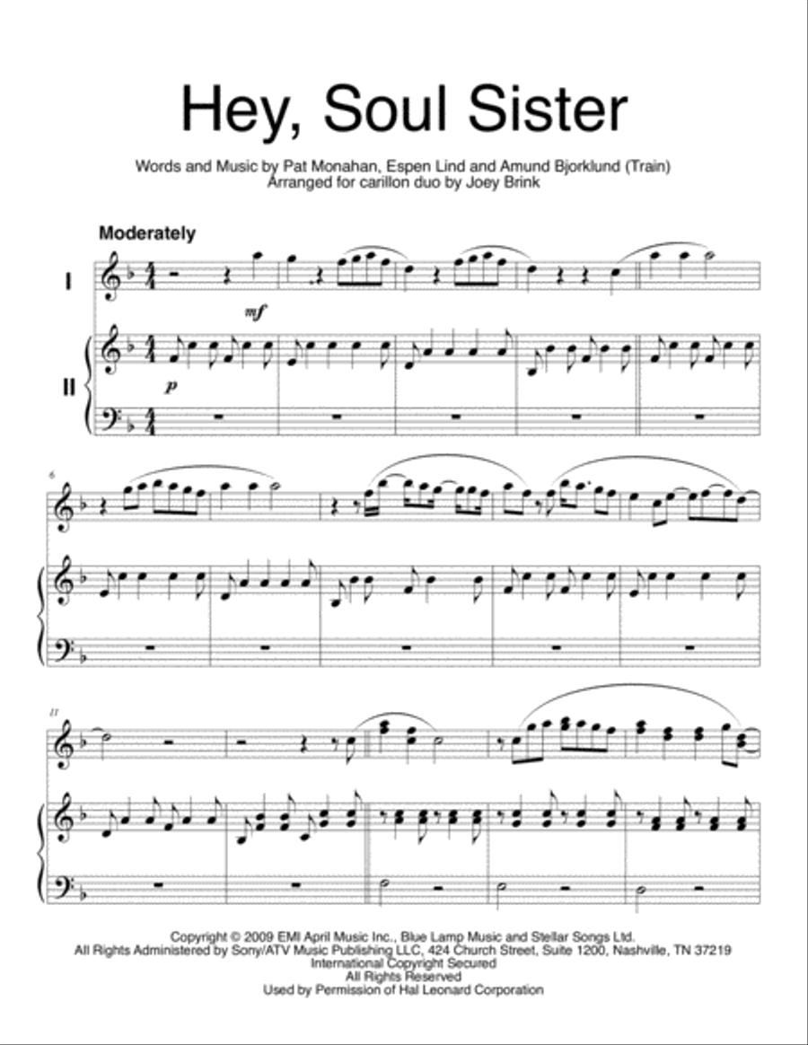 Hey, Soul Sister Glockenspiel scores gallery preview page 1