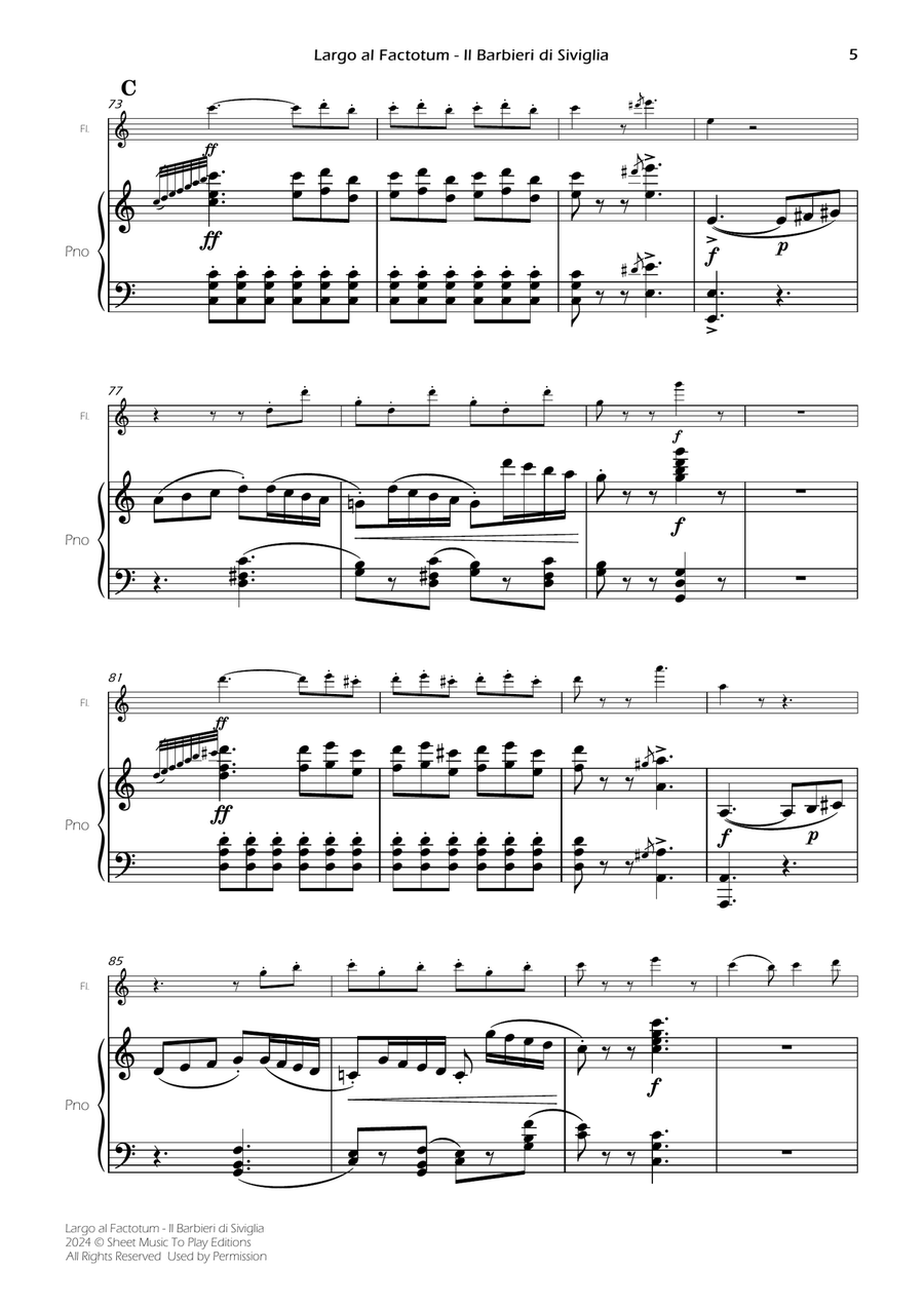 Largo al Factotum - Flute and Piano (Full Score) Flute scores gallery preview page 5
