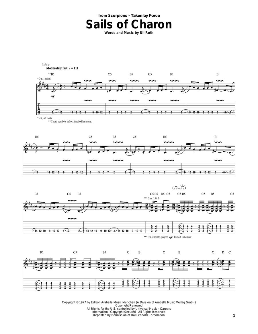 Sails Of Charon Acoustic Guitar scores gallery preview page 1