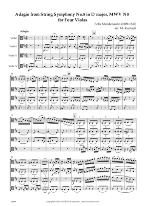 Adagio from String Symphony No.8 in D major, MWV N8 for Four Violas