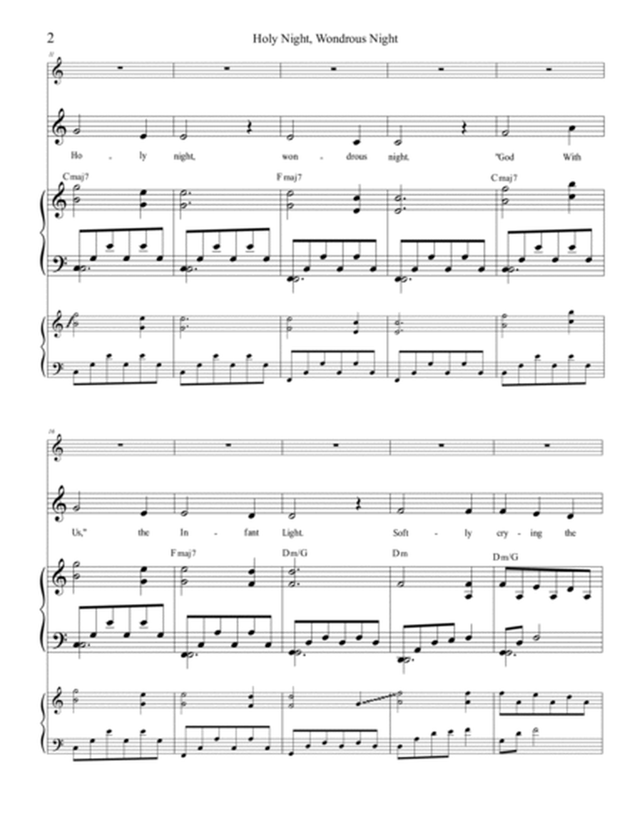 Holy Night, Wondrous Night SCORE (Unison Choir, Optional: Two-part Choir, Flute, Harp) image number null
