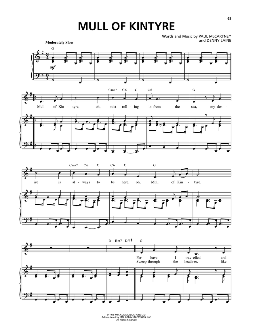 Mull Of Kintyre Mull Of Kintyre Voice scores gallery preview page 1