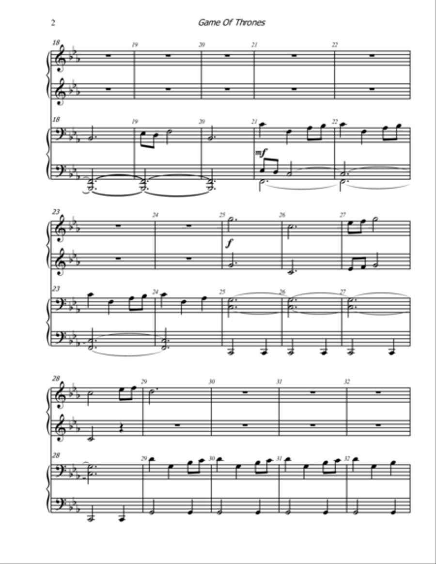Game Of Thrones Piano scores gallery preview page 2
