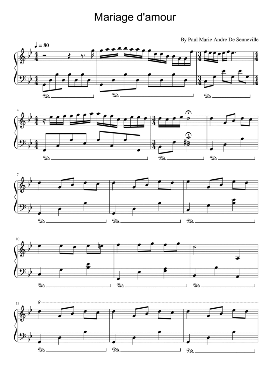 Mariage D'amour Easy Piano scores gallery preview page 1