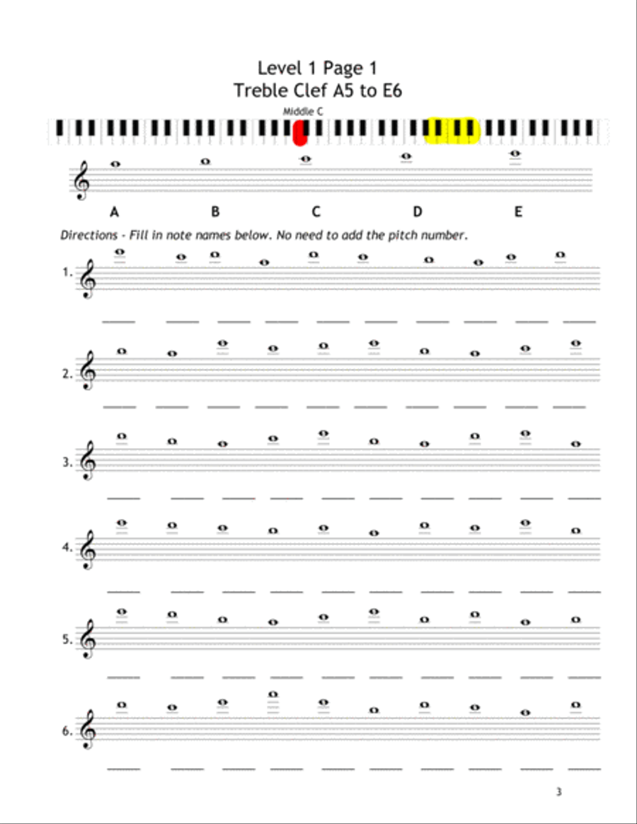 Note Reading Workbook 2 - Ledger Lines and Intervals Piano Method scores gallery preview page 4