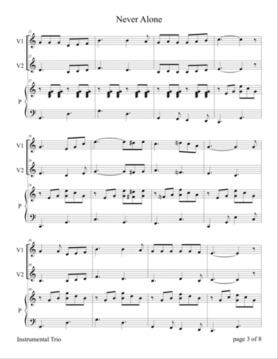 Never Alone (for Violin Duet with Piano Accompaniment) Flute scores gallery preview page 6