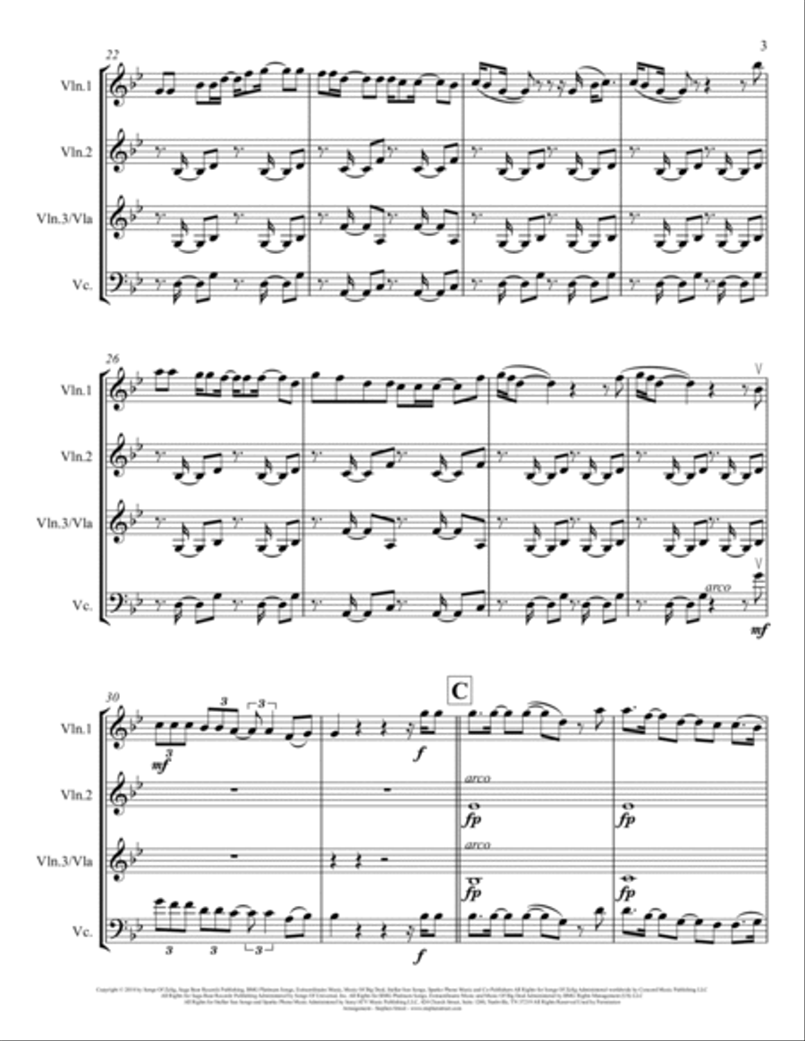Nothing Breaks Like A Heart String Quartet scores gallery preview page 3