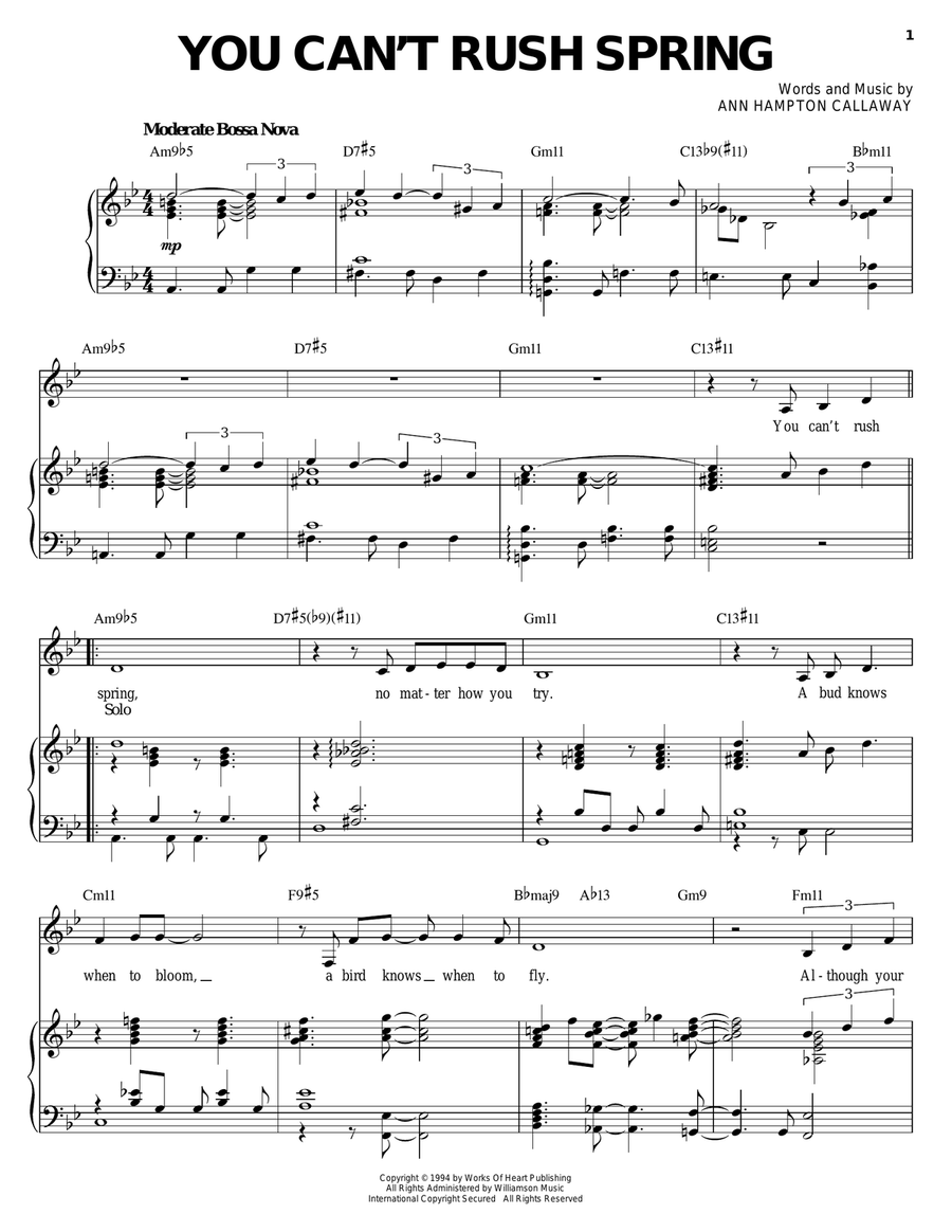 You Can't Rush Spring Piano, Vocal scores gallery preview page 1