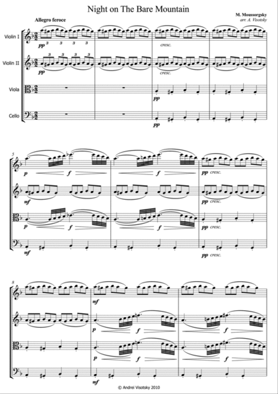 Night on Bald Mountain String Quartet scores gallery preview page 2