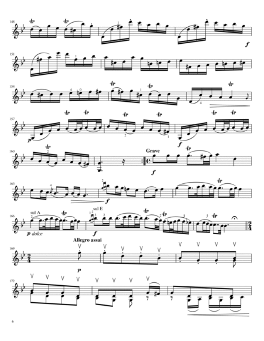 Tartini - The Devil's Trill Sonata - For Violin Solo With Fingered Violin Solo scores gallery preview page 6