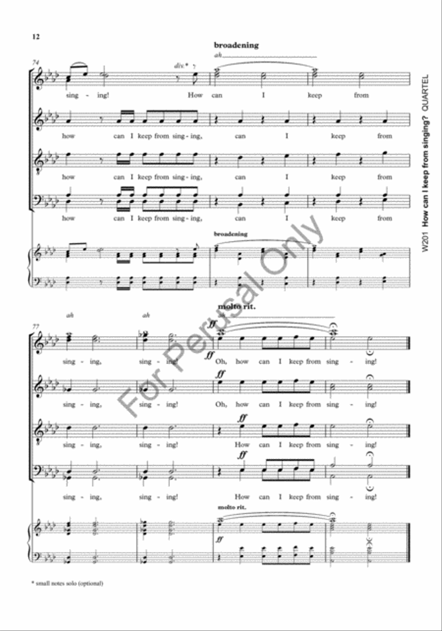 How can I keep from singing? 4-Part scores gallery preview page 12