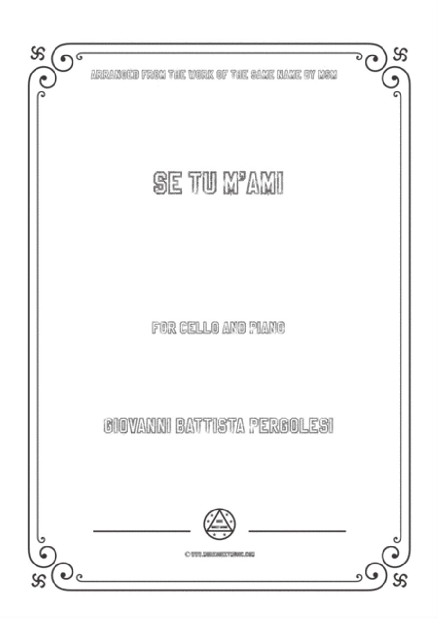 Pergolesi-Se tu m'ami,for Cello and Piano Piano scores gallery preview page 1