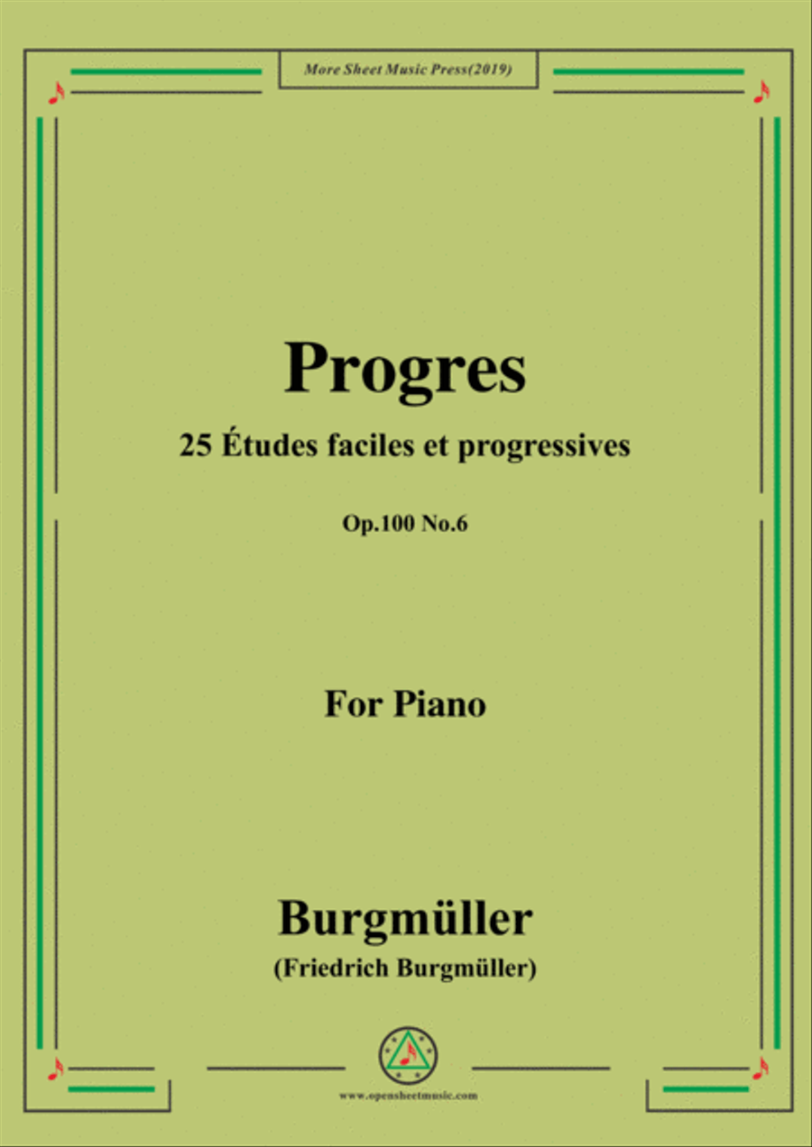 Burgmüller-25 Études faciles et progressives, Op.100 No.6,Progres Piano Solo scores gallery preview page 1