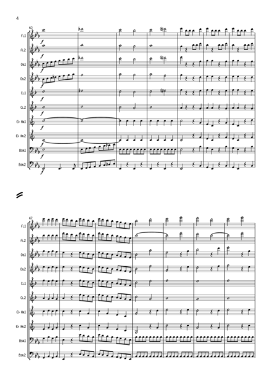 Mozart: Le nozze di Figaro (The Marriage of Figaro) Overture K492 - wind dectet Woodwind Quintet scores gallery preview page 4