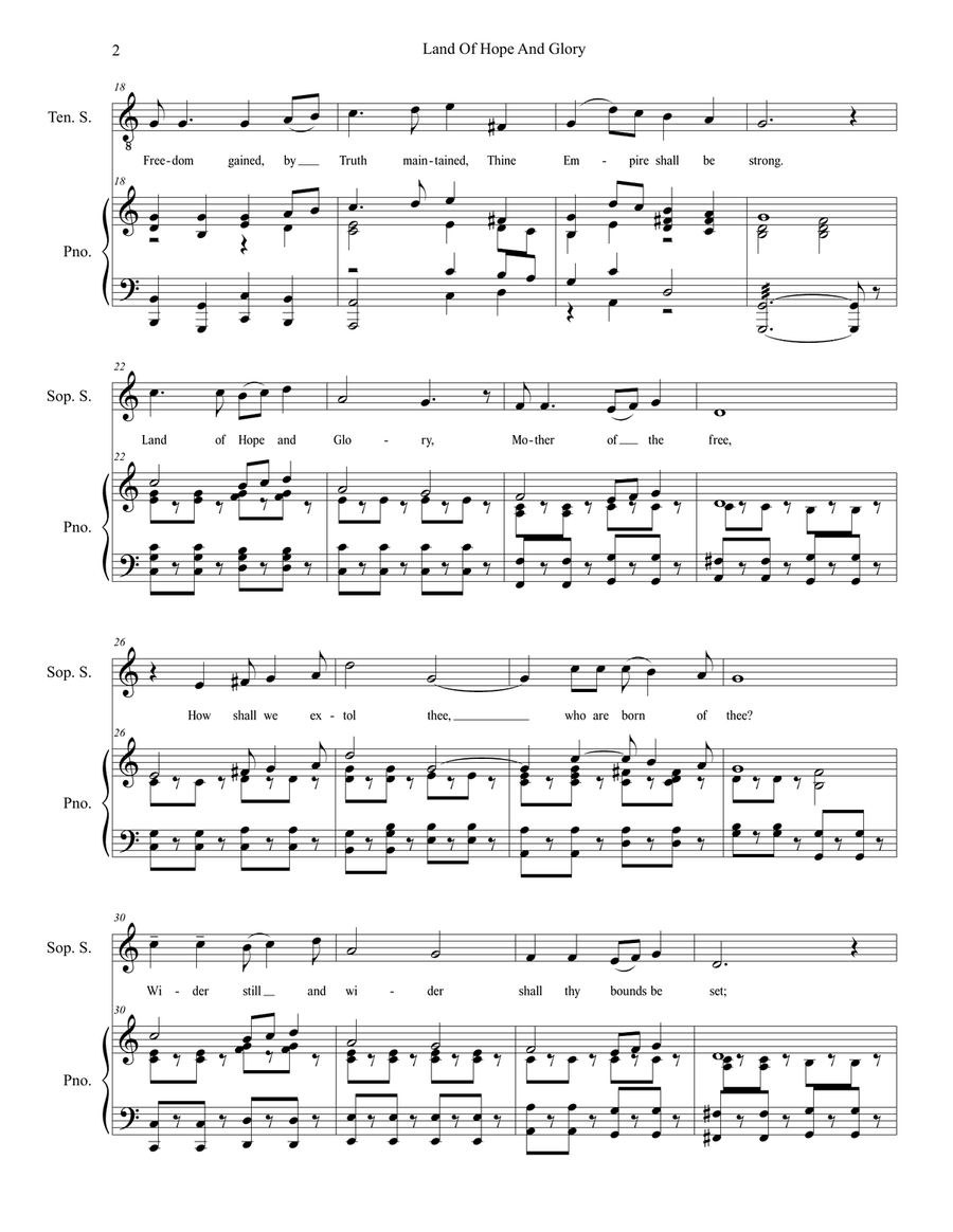 Land Of Hope And Glory (Solos and SATB) 4-Part scores gallery preview page 2
