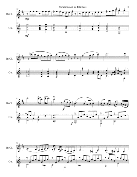 Variations on au Joli Bois for clarinet and guitar image number null