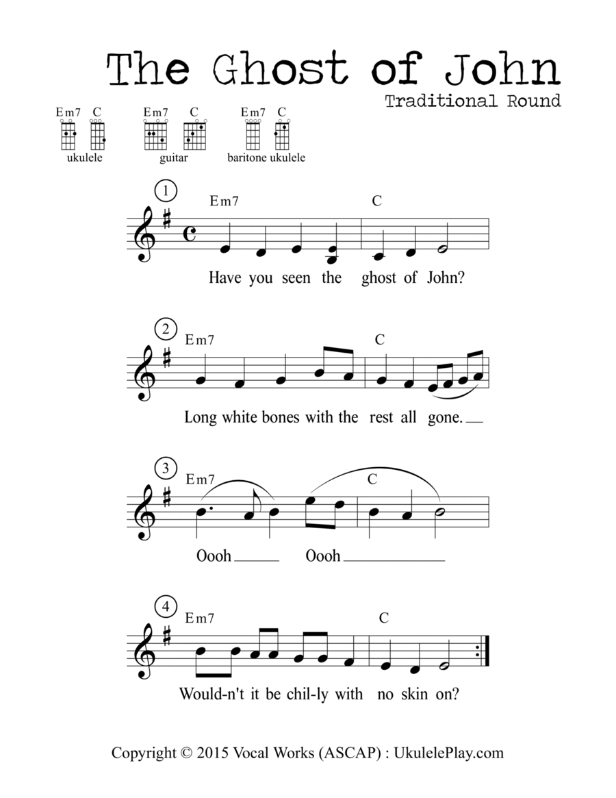 The Ghost of John (Round) Easy Piano scores gallery preview page 1