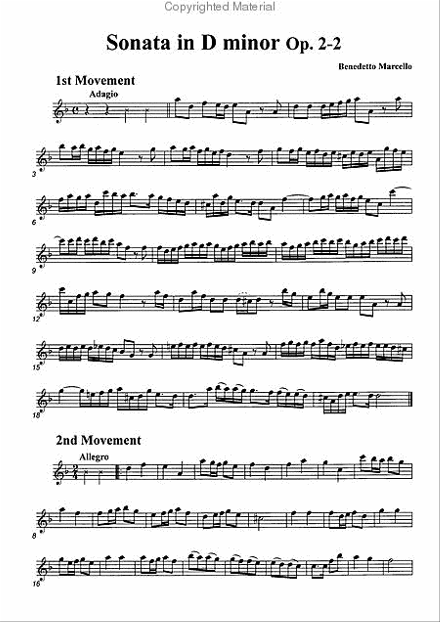 Sonata in D minor, Op. 2-2 Alto Recorder scores gallery preview page 2