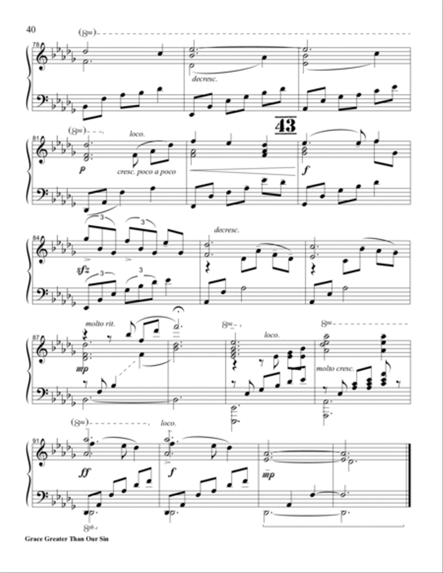 GRACE GREATER THAN OUR SIN with Overhead PDF Text Piano Solo scores gallery preview page 6
