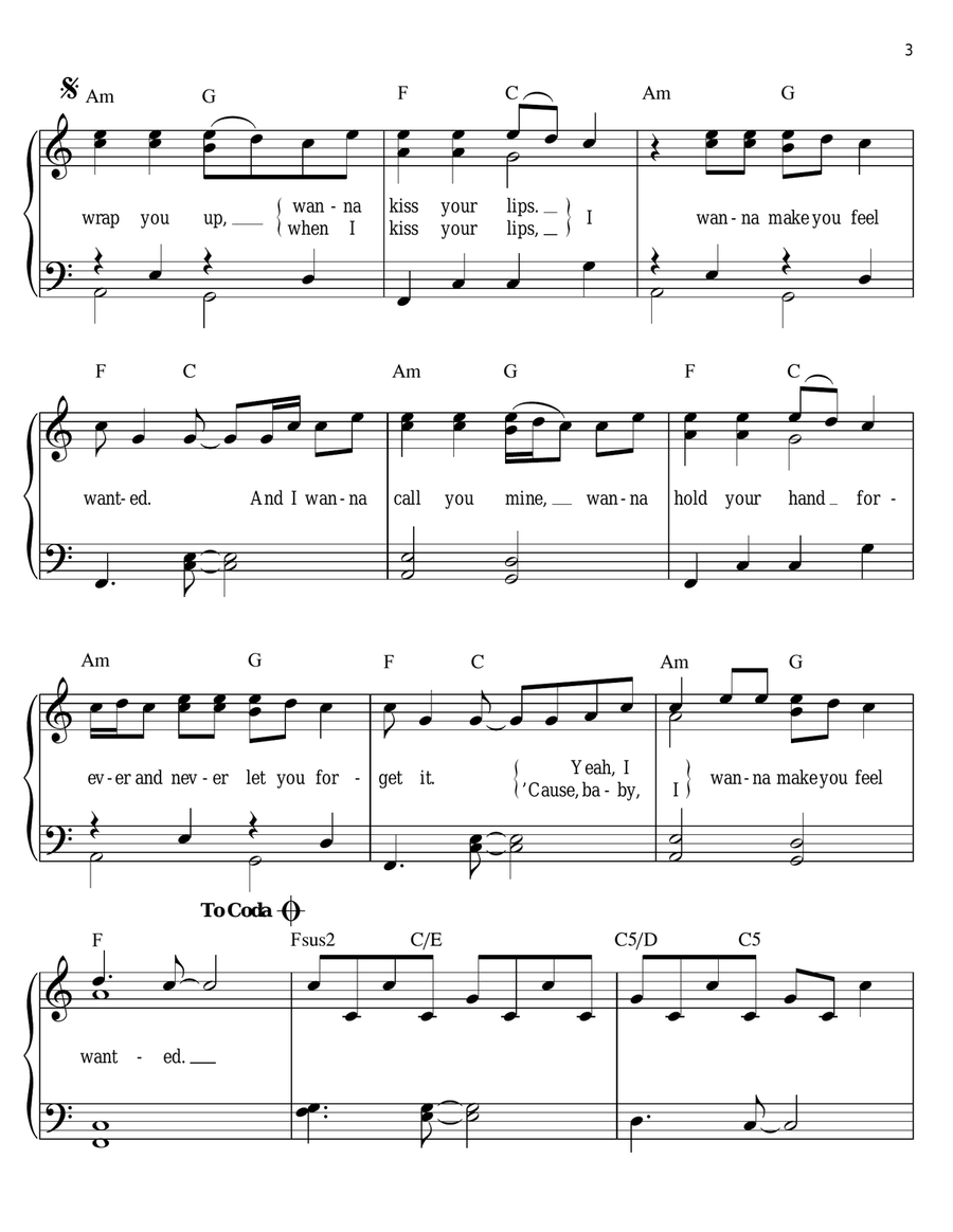 Wanted Wanted Easy Piano scores gallery preview page 3