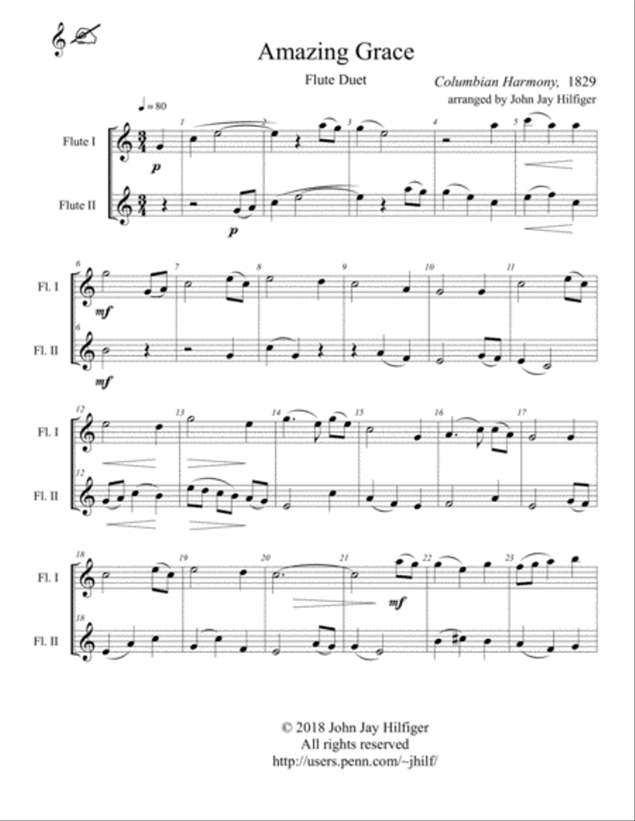 Amazing Grace for Flute Duet image number null