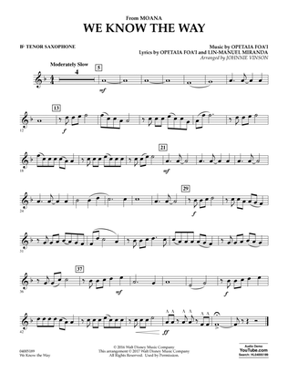 Book cover for We Know the Way (from Moana) (arr. Johnnie Vinson) - Bb Tenor Saxophone