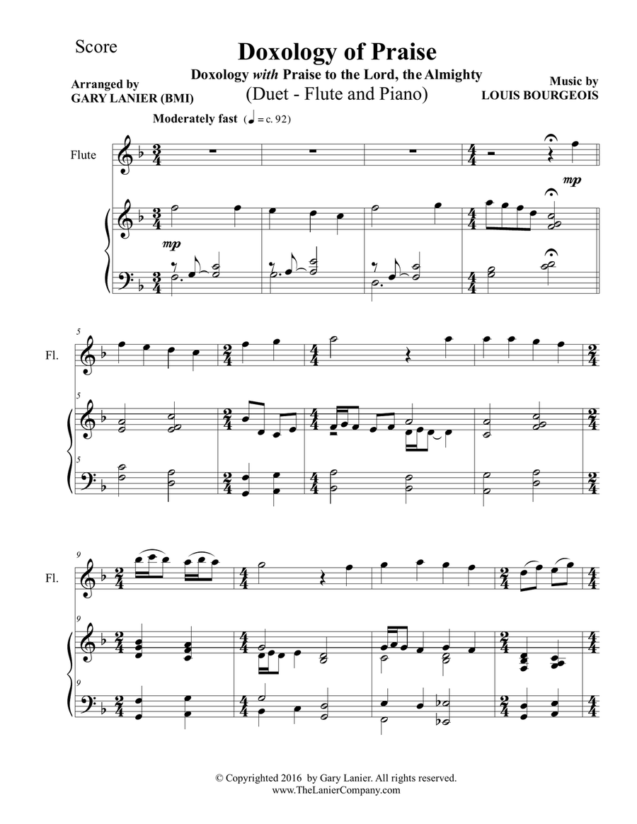 DOXOLOGY of PRAISE (Duet – Flute & Piano with Parts) DOXOLOGY of PRAISE (Duet – Flute & Piano with Parts) Flute Solo scores gallery preview page 2