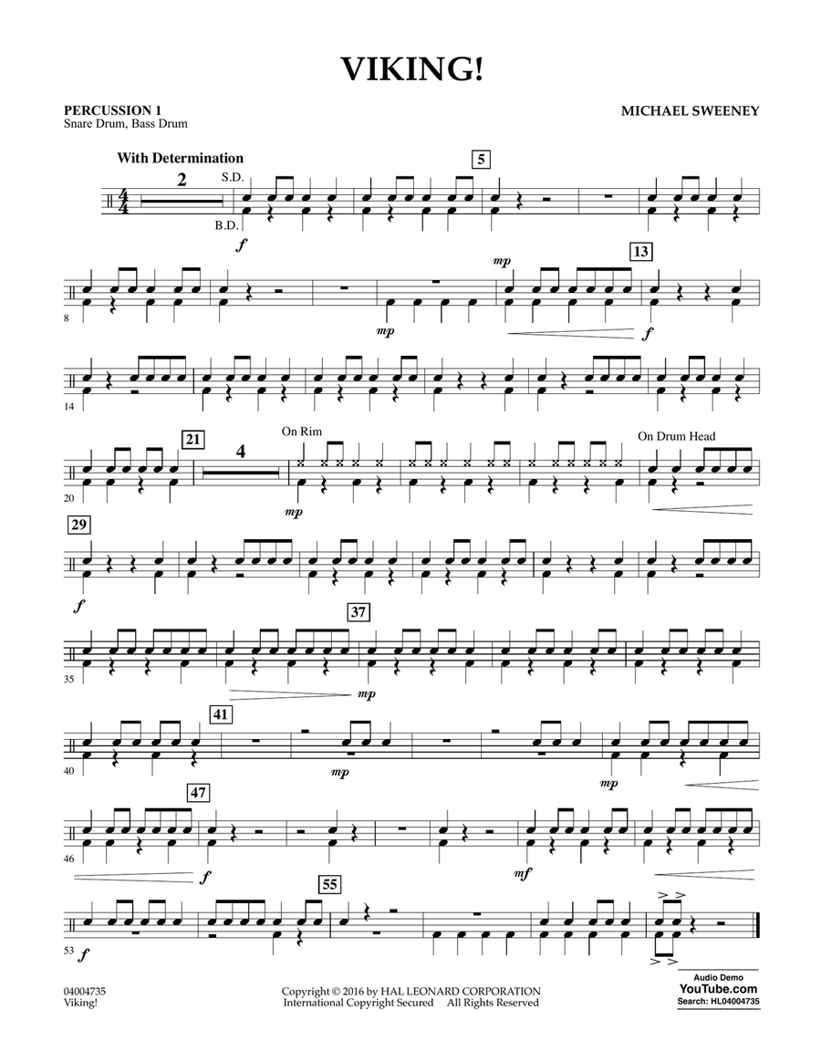 Viking! - Percussion 1 Concert Band scores gallery preview page 1
