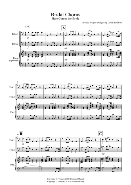Bridal Chorus "Here Comes The Bride" for Tuba Duet image number null