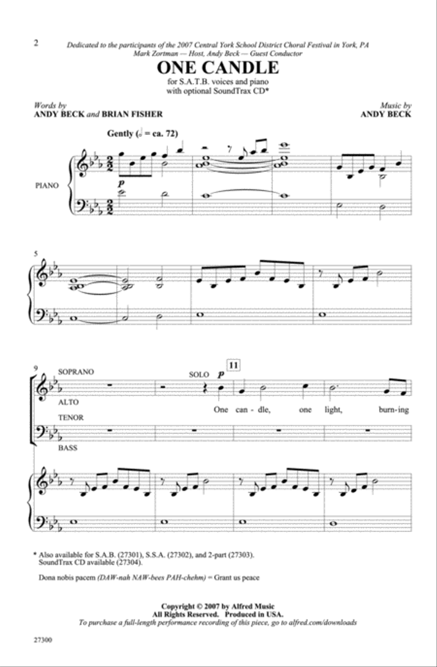 One Candle 4-Part scores gallery preview page 2