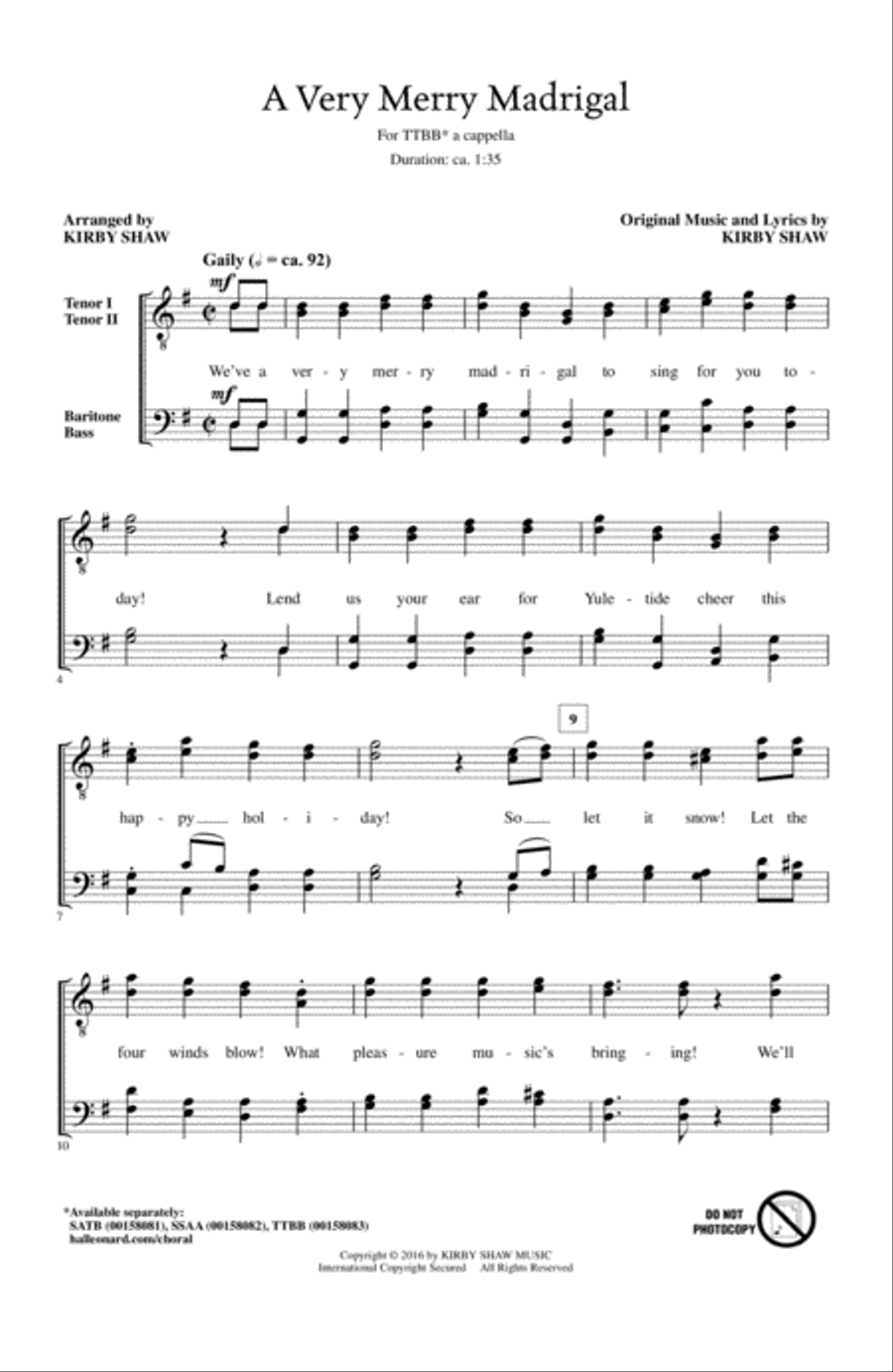 A Very Merry Madrigal TTBB scores gallery preview page 1