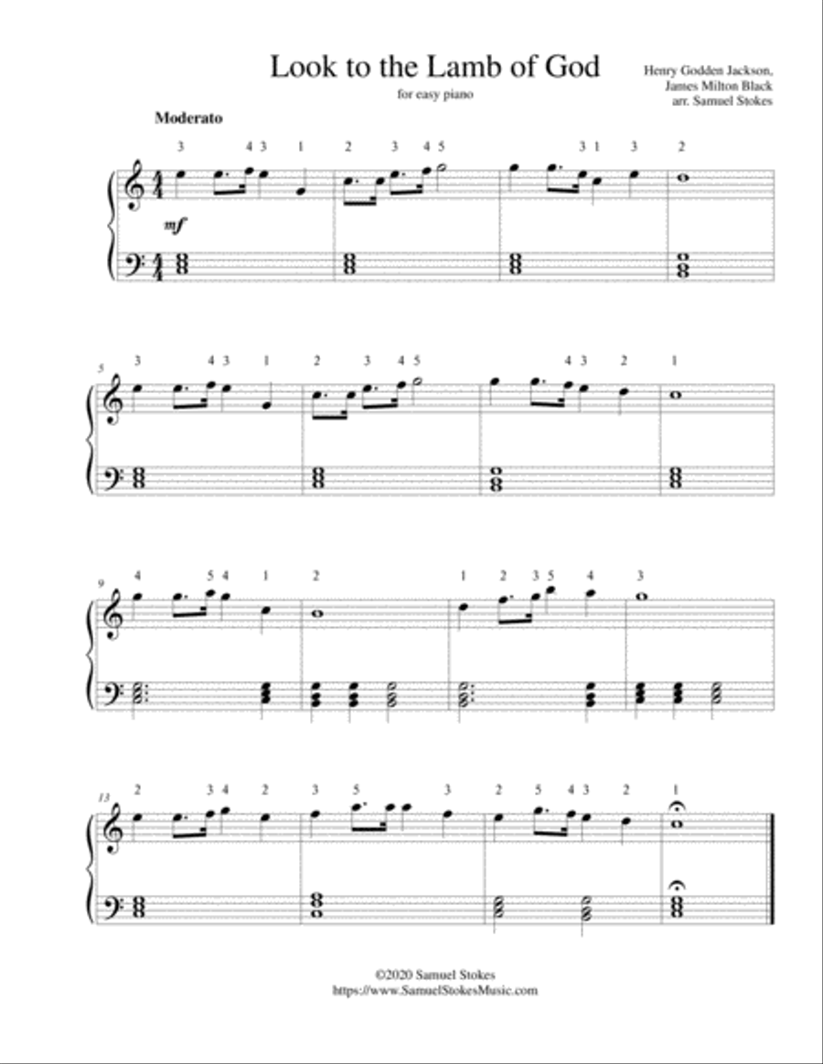 Look to the Lamb of God - for easy piano Easy Piano scores gallery preview page 1