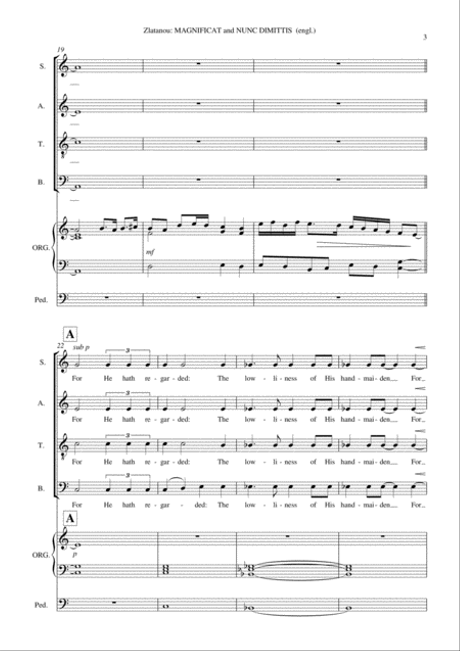 MAGNIFICAT and NUNC DIMITTIS for SATB Choir and Organ
