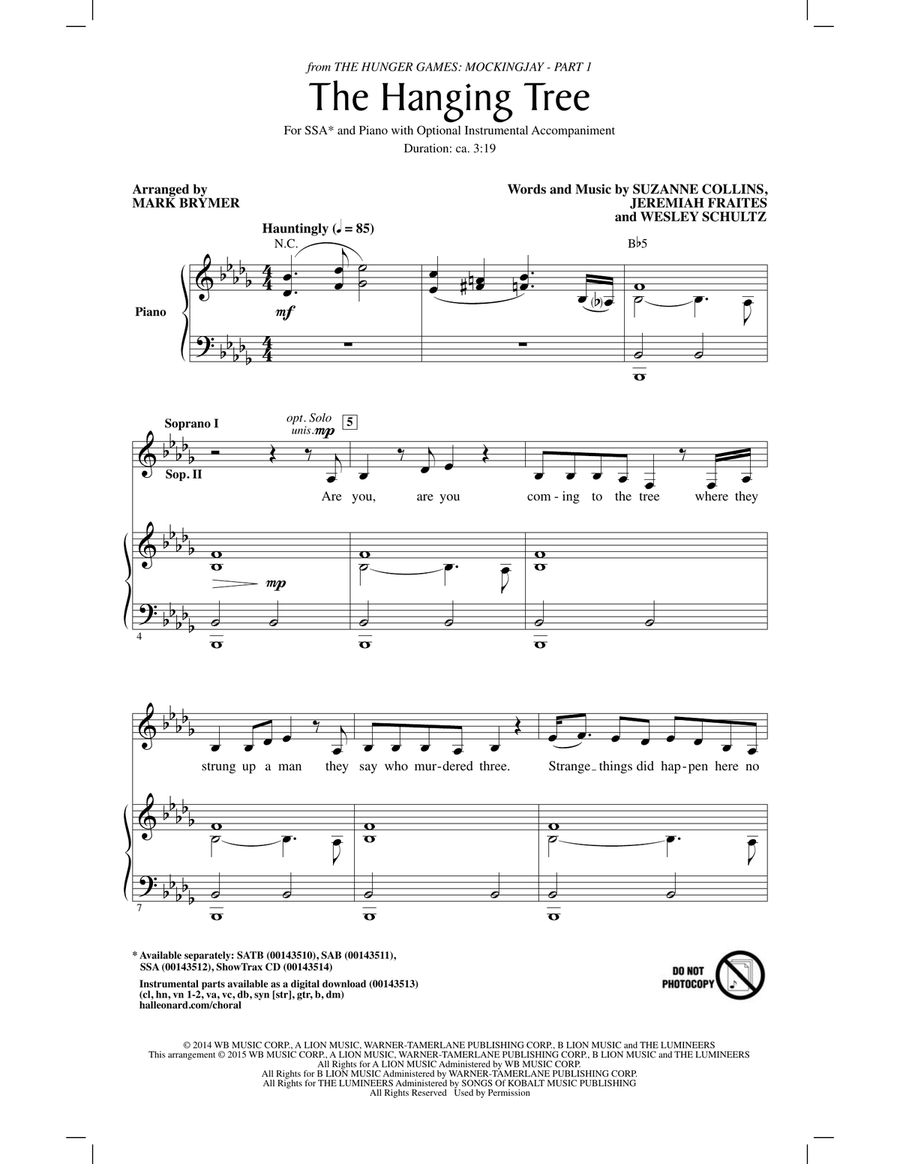 The Hanging Tree (arr. Mark Brymer) SSA scores gallery preview page 1