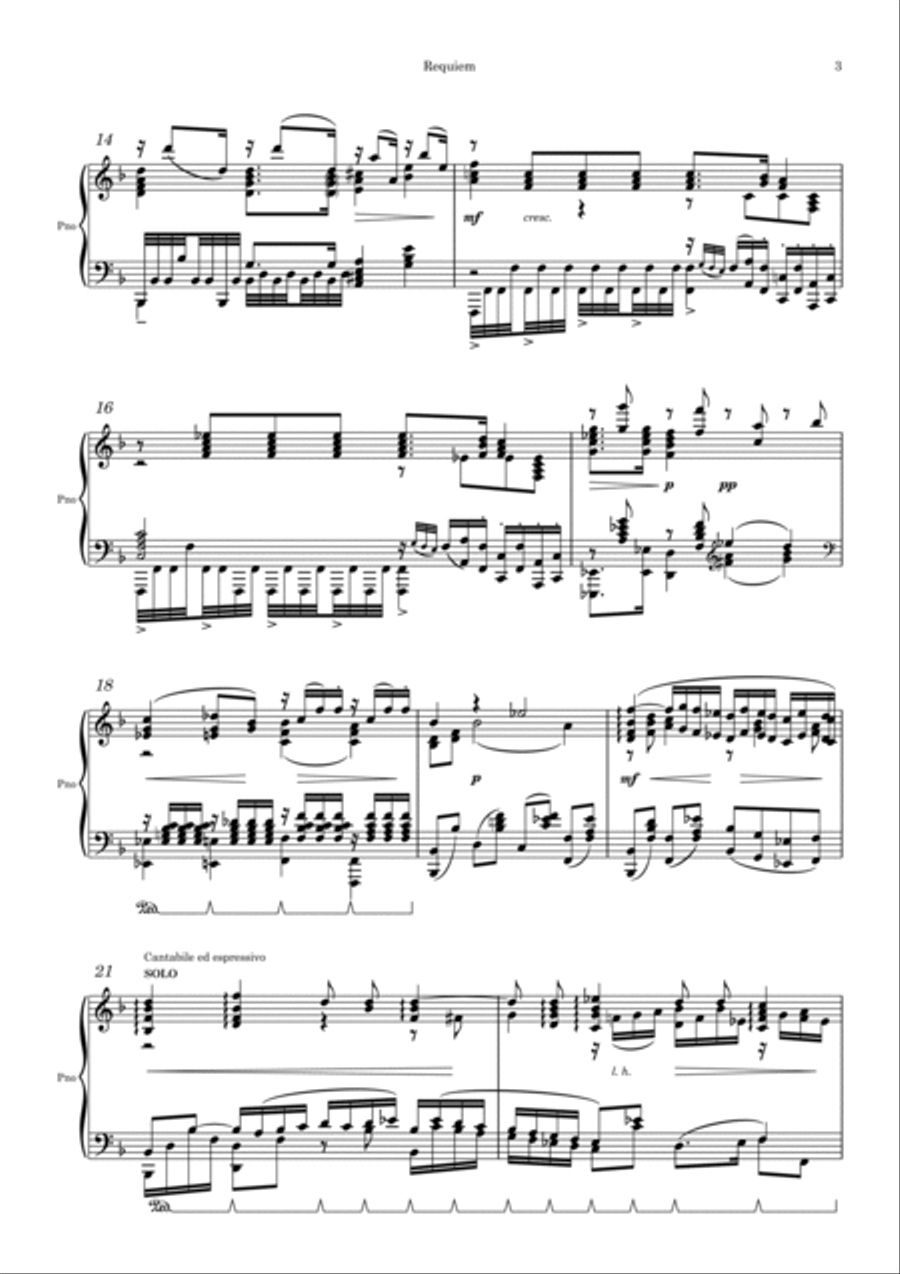 Requiem in D Minor K. 626 - I. Introitus: Requiem aetermam Piano Solo scores gallery preview page 3