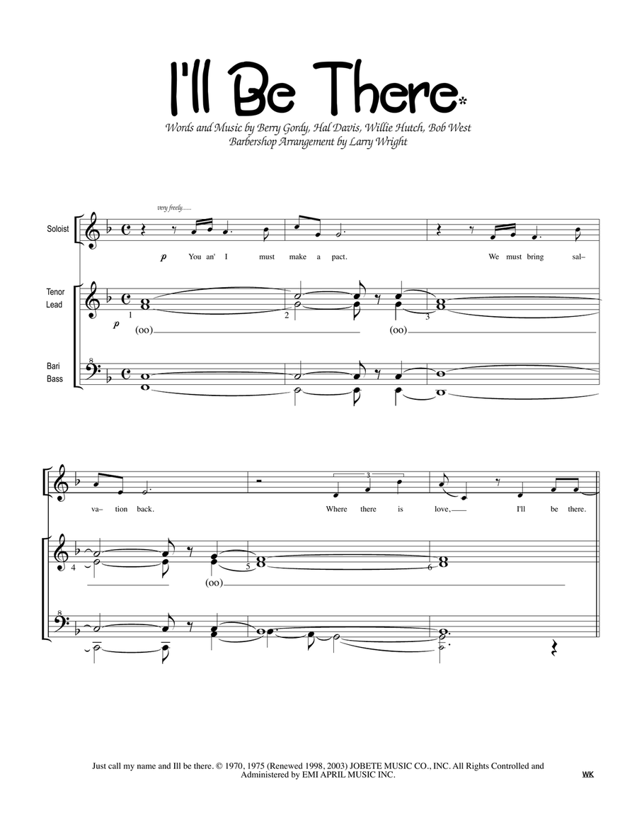 I'll Be There I'll Be There SSAA scores gallery preview page 1