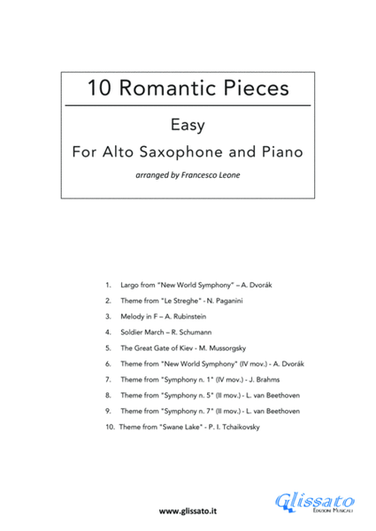 10 Easy Romantic Pieces - for Eb Alto Saxophone and Piano image number null
