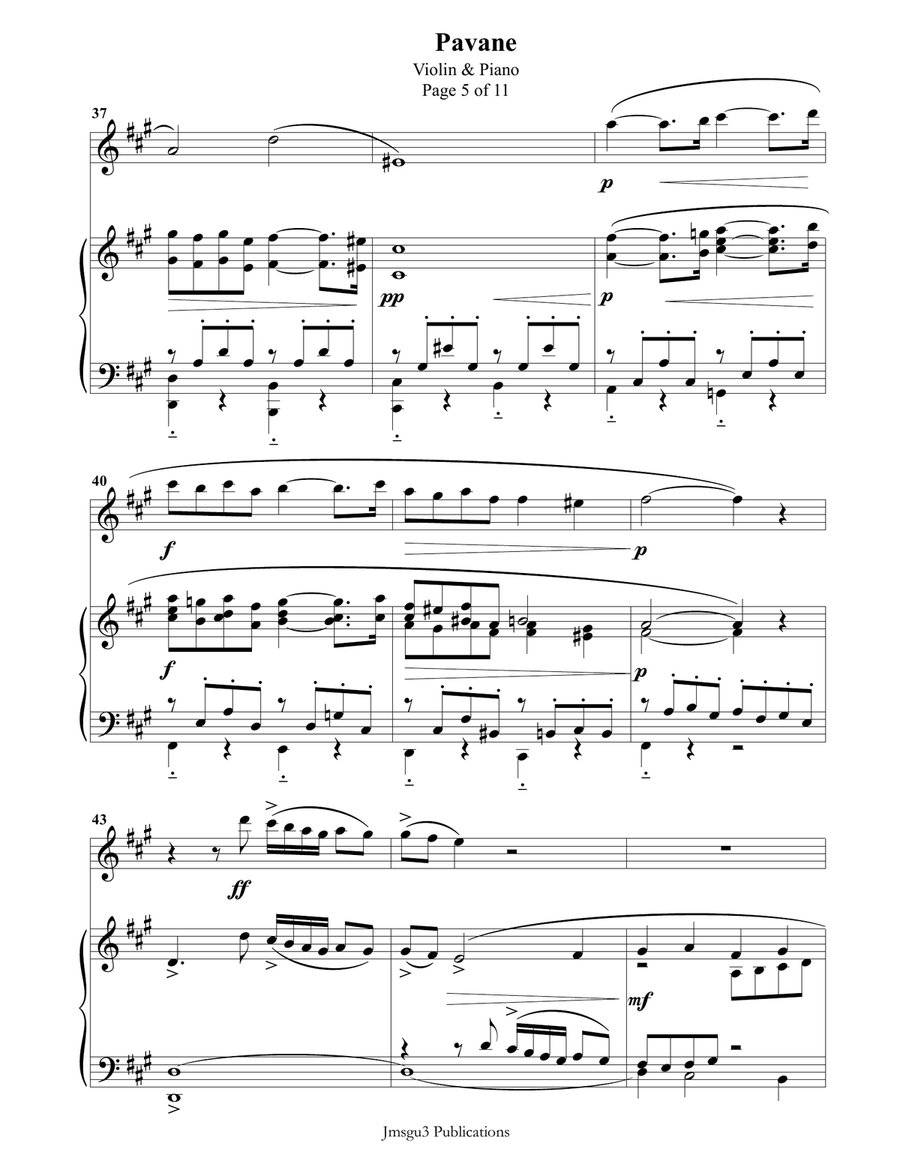 Fauré: Pavane Op. 50 for Violin & Piano Violin Solo scores gallery preview page 5