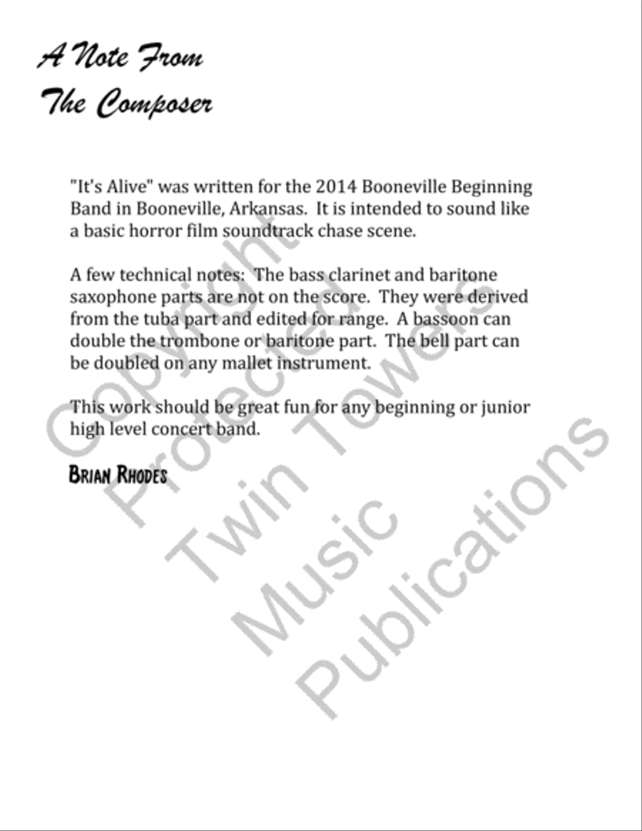 Its Alive! Its Alive! Concert Band scores gallery preview page 3