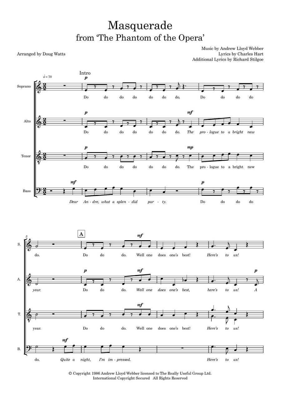 Masquerade (from The Phantom of the Opera) (arr. Doug Watts)