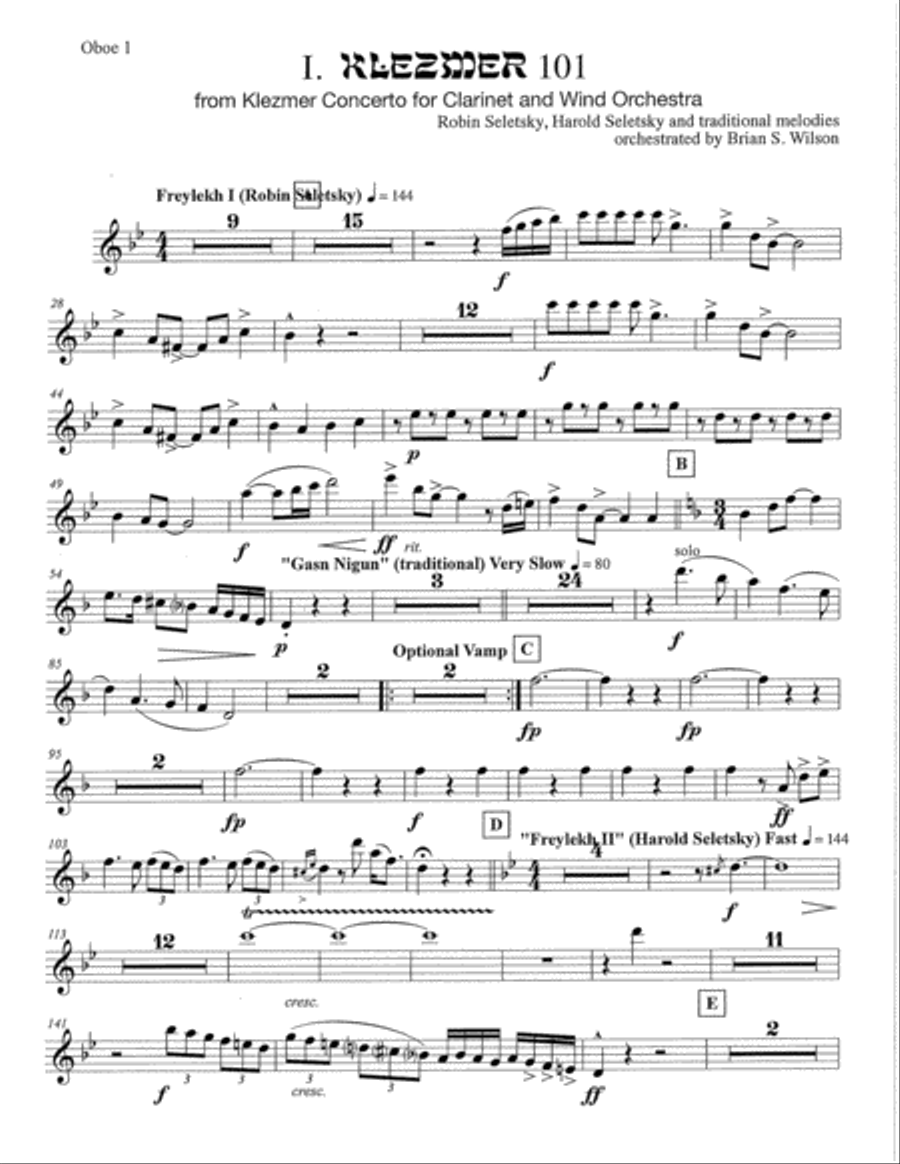 Klezmer 101 Orchestral version from Klezmer Concerto for Clarinet and Wind Orchestra - set of parts Full Orchestra scores gallery preview page 5