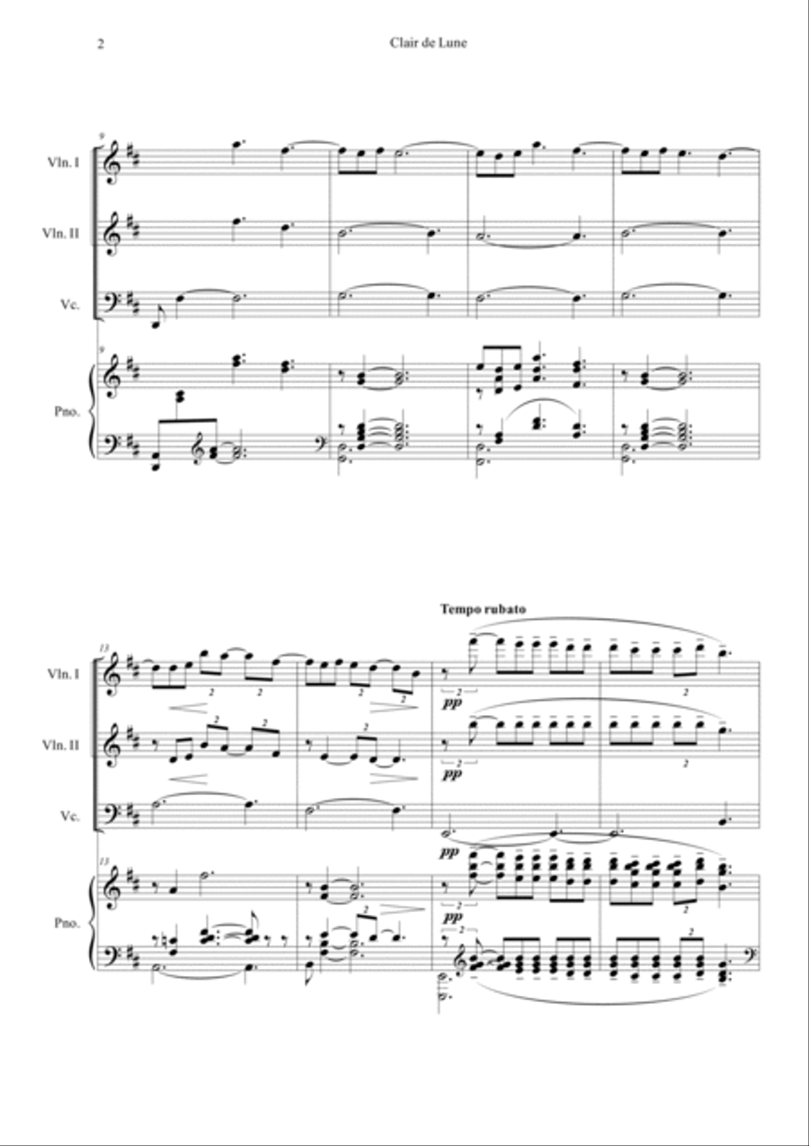 Clair de Lune in D Piano Quartet scores gallery preview page 2