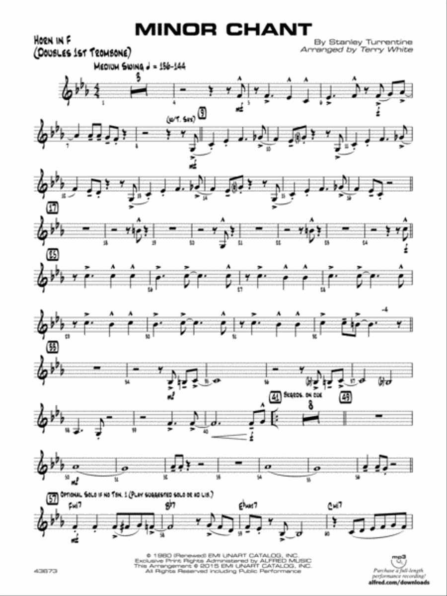 Minor Chant: 1st F Horn Jazz Ensemble scores gallery preview page 1