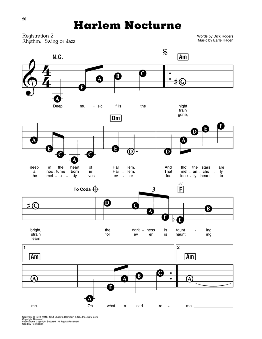 Harlem Nocturne Electronic Keyboard scores gallery preview page 1