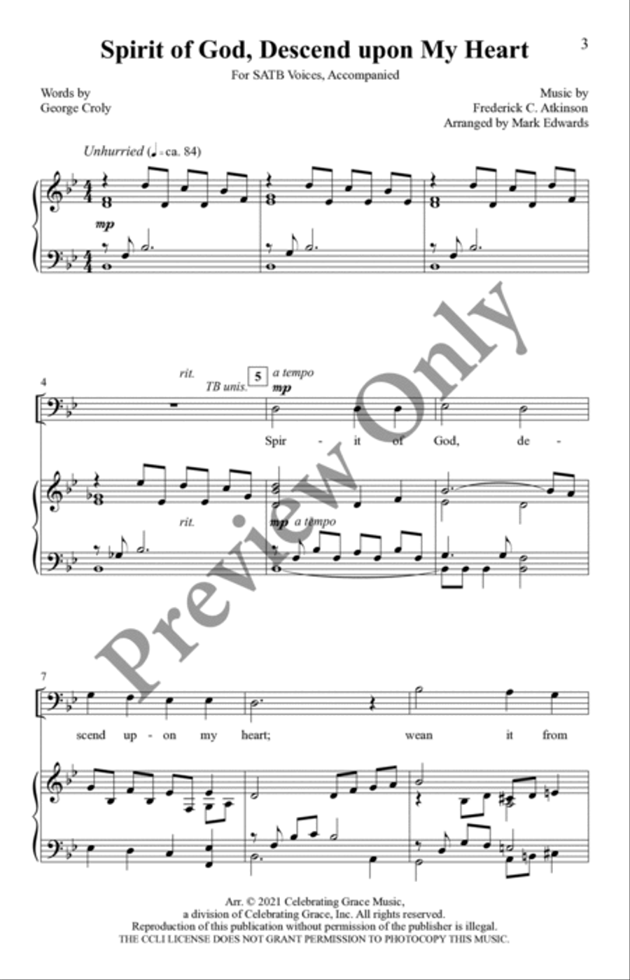 Spirit of God, Descend upon My Heart 4-Part scores gallery preview page 2