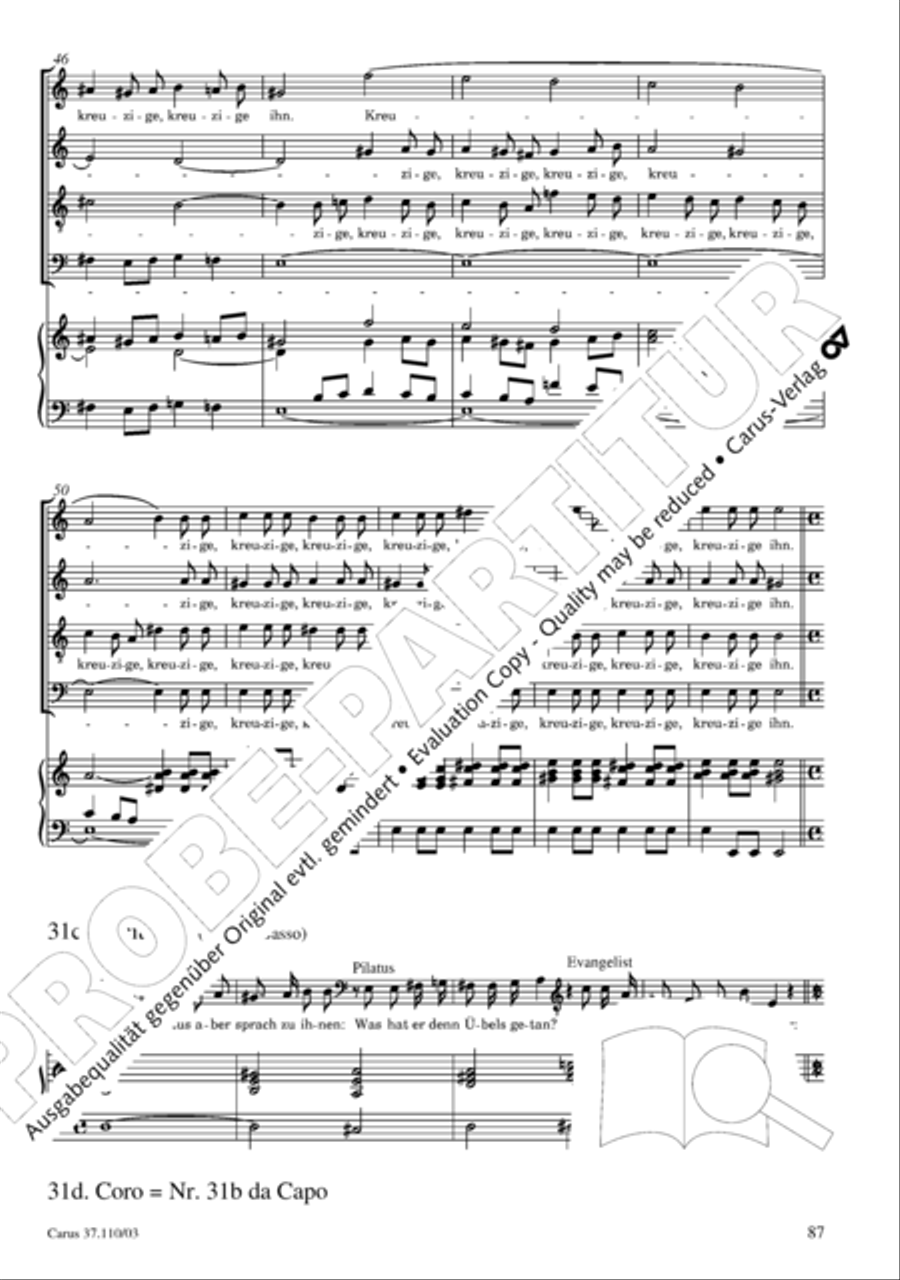 Markuspassion. Werkausgabe Reihe 1, Bd. 7 (Homilius) 4-Part scores gallery preview page 94