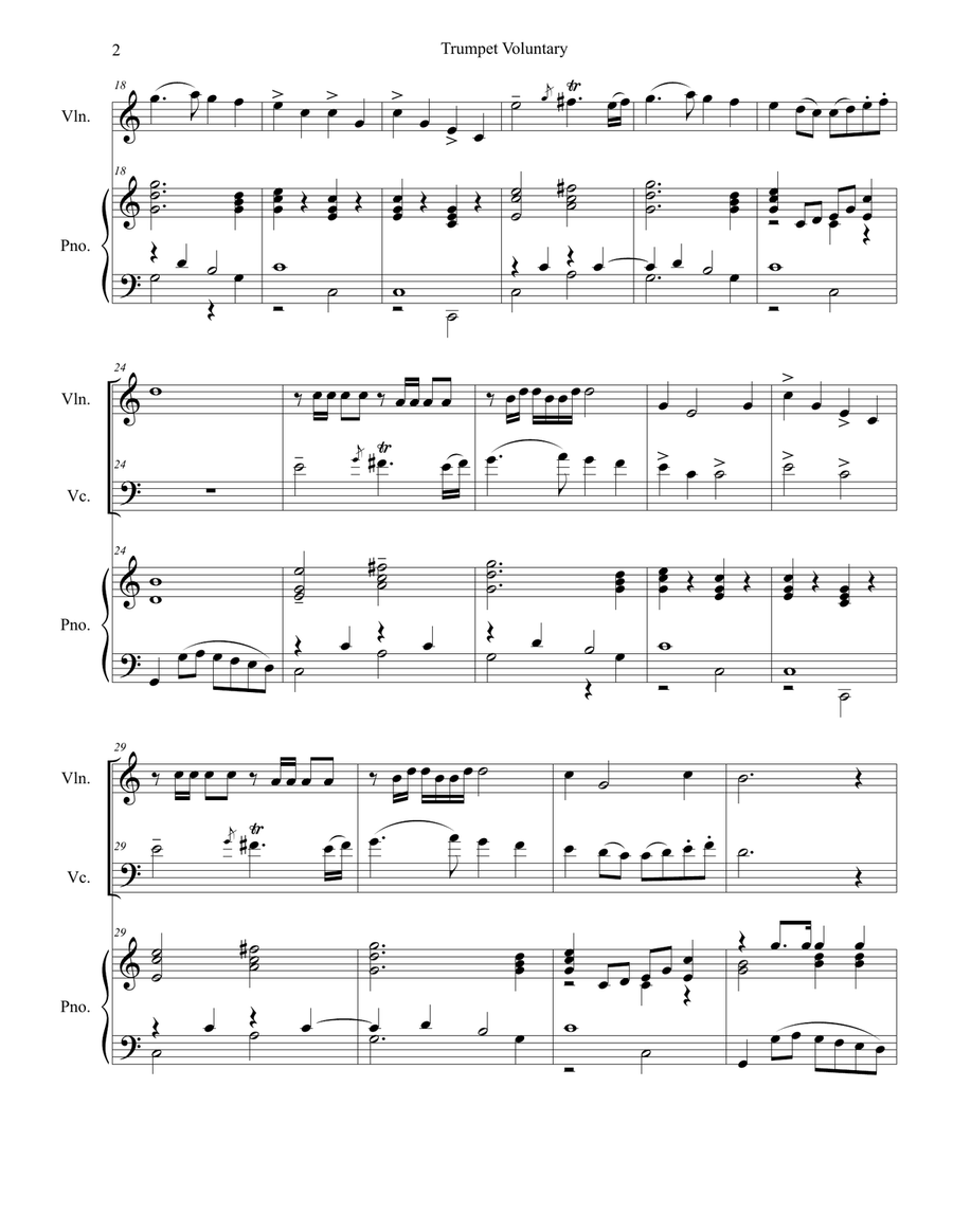 Trumpet Voluntary (Duet for Violin and Cello - Piano Accompaniment) Trumpet Voluntary (Duet for Violin and Cello - Piano Accompaniment) Trumpet scores gallery preview page 3