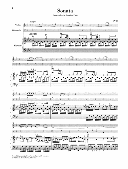 Wolfgang Amadeus Mozart – “Wunderkind” Sonatas, Volume 2, K. 10-15 by Wolfgang Amadeus Mozart Piano Trio - Sheet Music