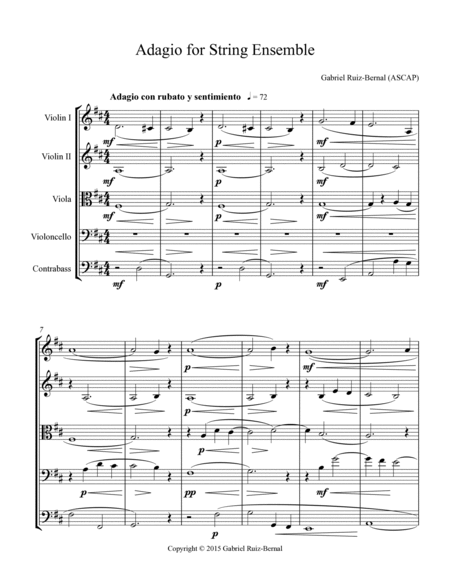 ADAGIO for string ensemble. Conductor score and all parts image number null