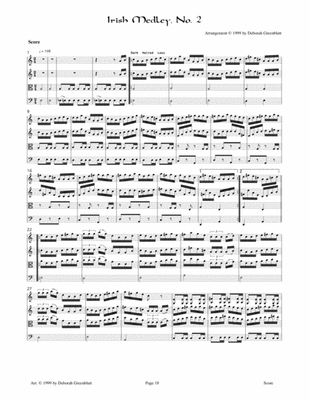 Irish String Quartet Collection - Score